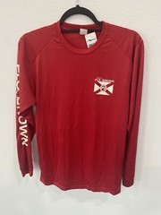 NWT New UPF Long Sleeve Flo Grown Logo Men’s Active Rash Guard Shirt Red Size S