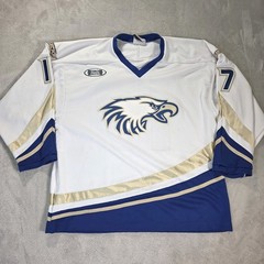 Santa Margarita Catholic School Eagles Hockey Jersey Mens Size Large White Blue