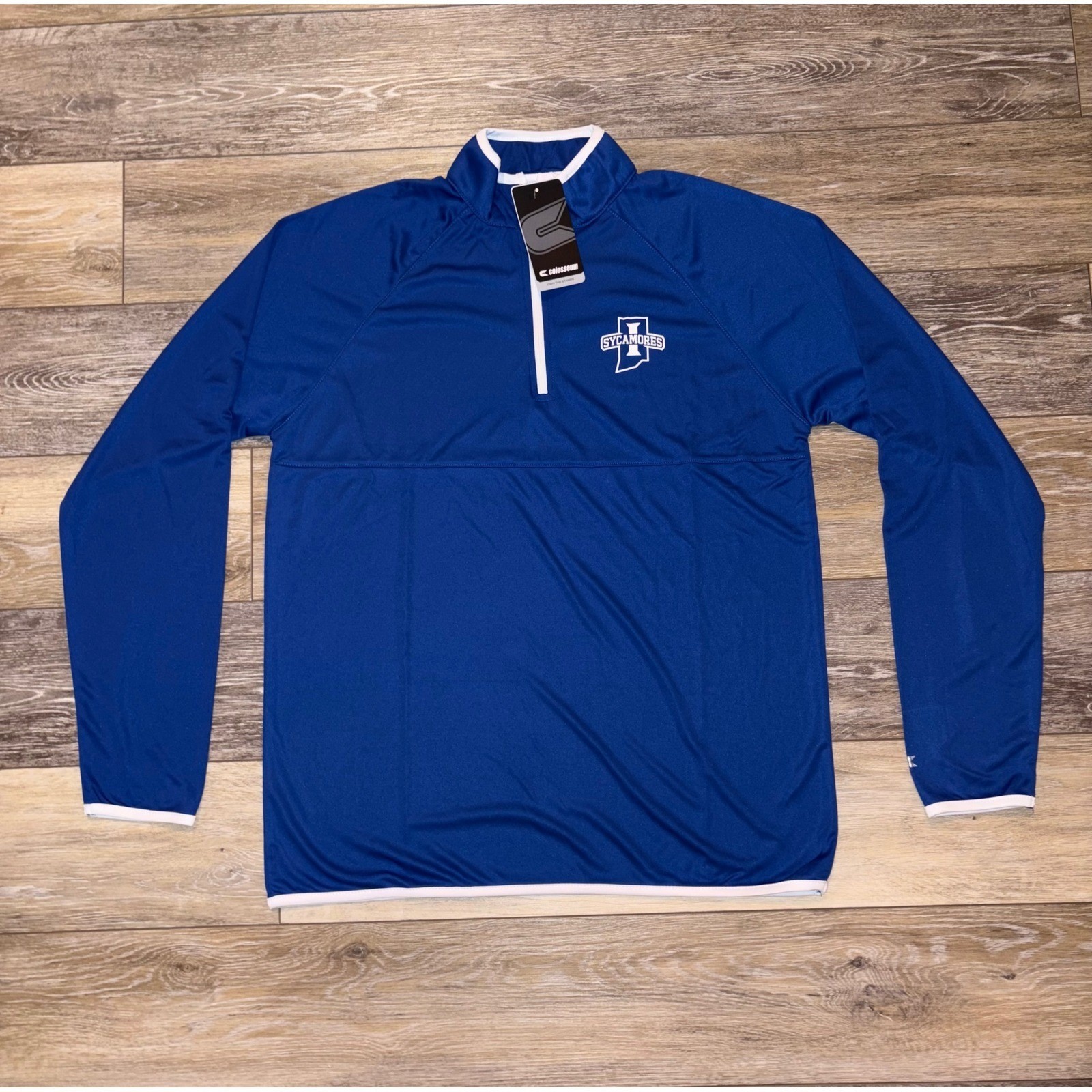 NWT Men's Indiana State Colosseum Quarter Zip Pullover -Small- Blue gallery