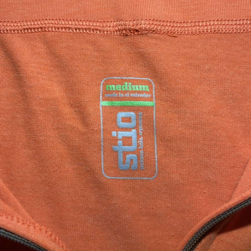 STIO Pullover Mens Medium Orange Half Zip Thumb Holes Stretch Lightweight gallery
