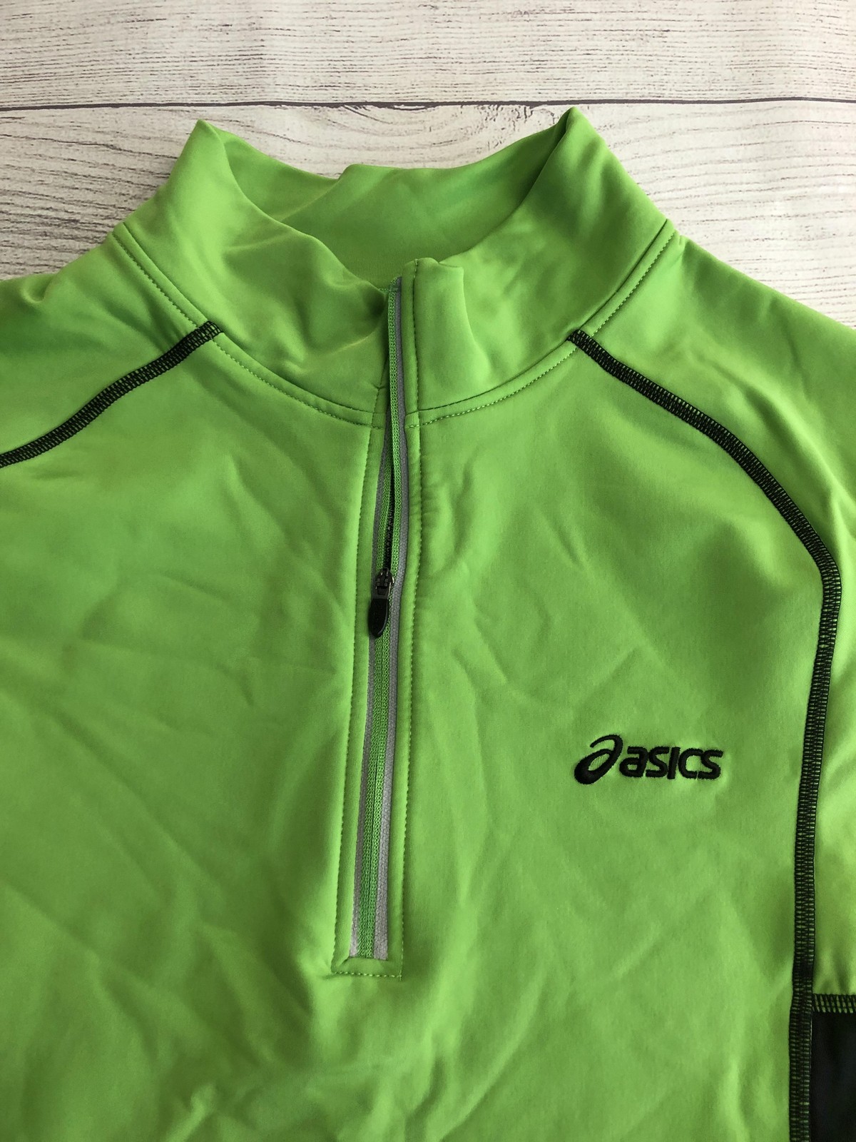 Asics Pullover Mens Large Green Long Sleeve 1/4 Zip Athletic Performance Top gallery