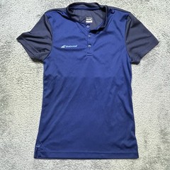 Babolat Play Tennis Polo Shirt Men’s S Blue Neavy Henley Short Sleeve Sport EUC