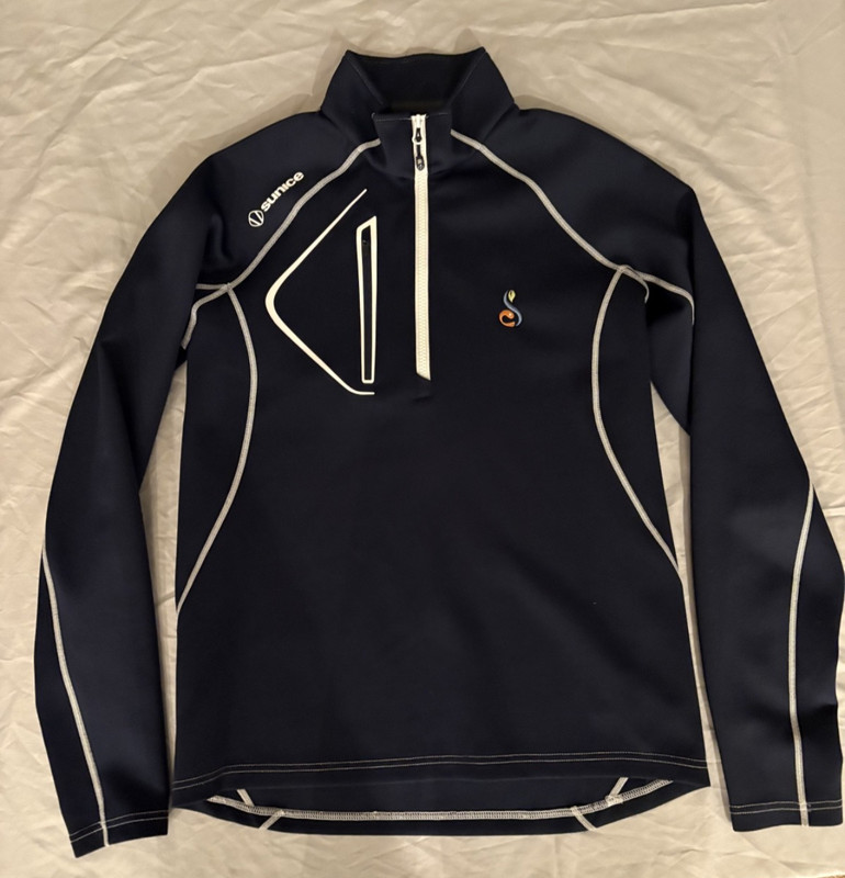 Sunice Pullover Mens Medium Blue Stretch Quarter Zip Long Sleeve Golf Shirt Top gallery