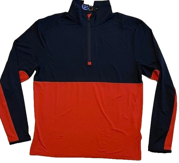 RLX Ralph Lauren Polo 1/2 Zip Men's SZ S Navy Red Colorblock LS wicking gallery