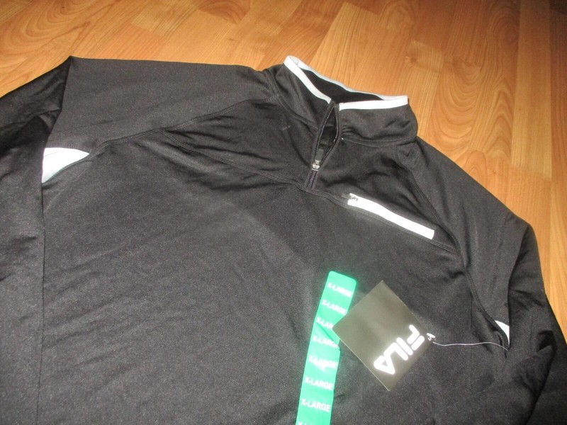 FILA MENS BLACK GRAY 1/4 ZIP PULLOVER CASUAL SPORTS ATHLETIC SWEATER SHIRT L NEW gallery