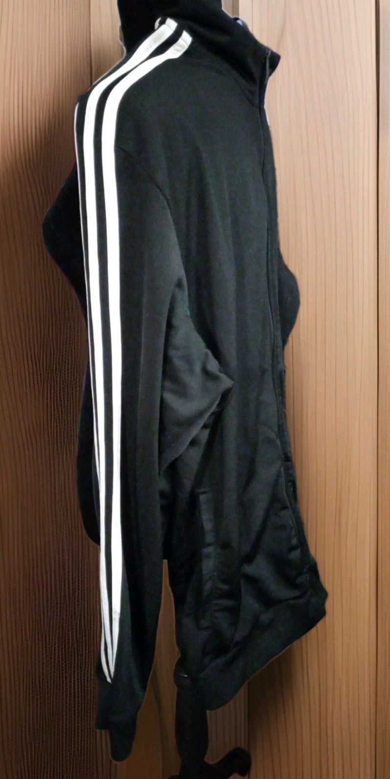 ADIDAS MEN'S H46099 XL 3- STRIPE FULL ZIP TRACK BLACK/WHITE TOP JACKET gallery