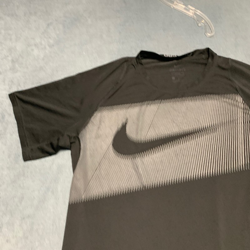 Nike Pro Dri Fit Running T Shirt Mens Large Black Swoosh Logo Fitted Fit Sports gallery