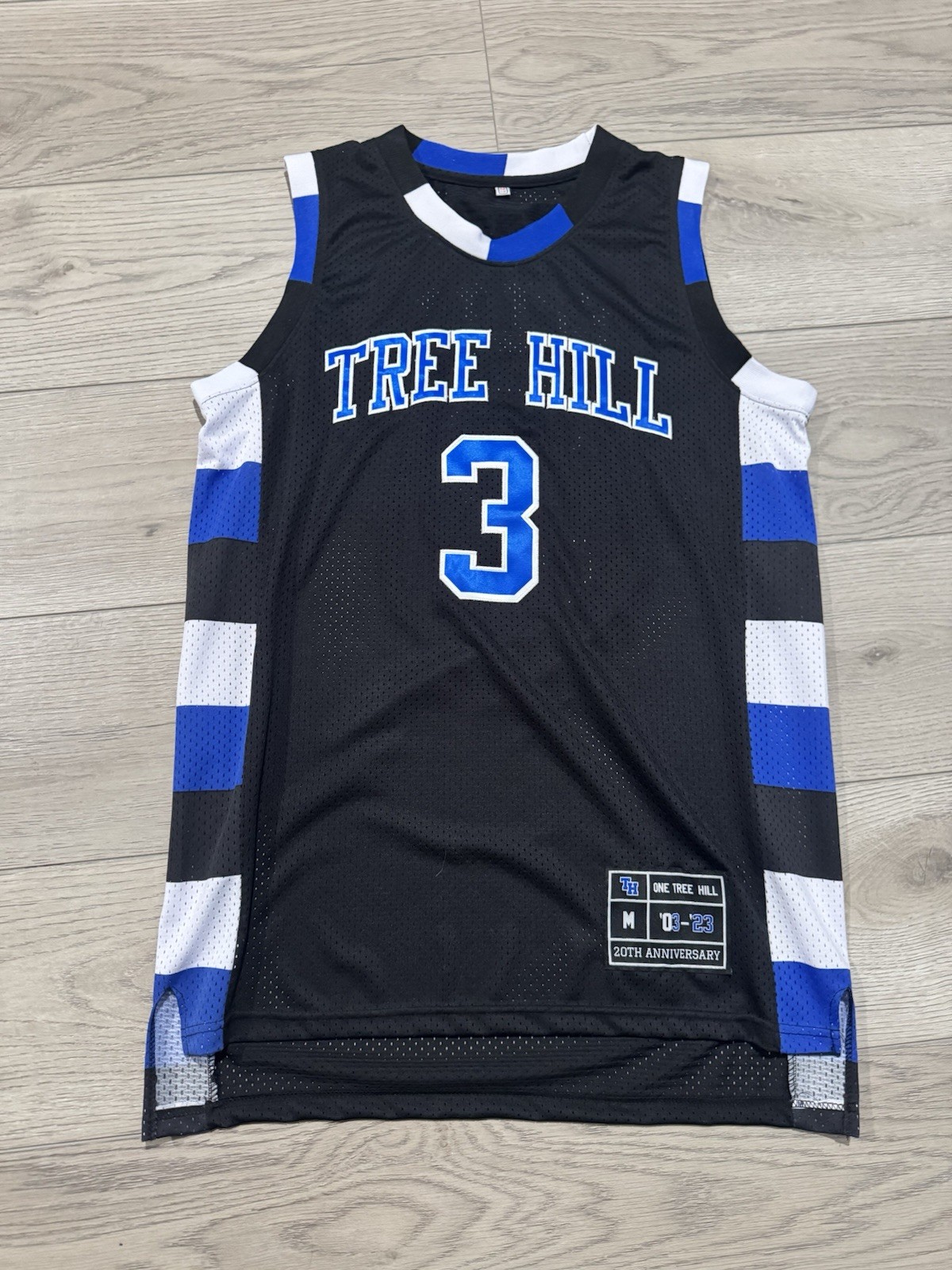 One Tree Hill Scott #3 Men's M Mesh Breathable Basketball Jersey Black Blue gallery