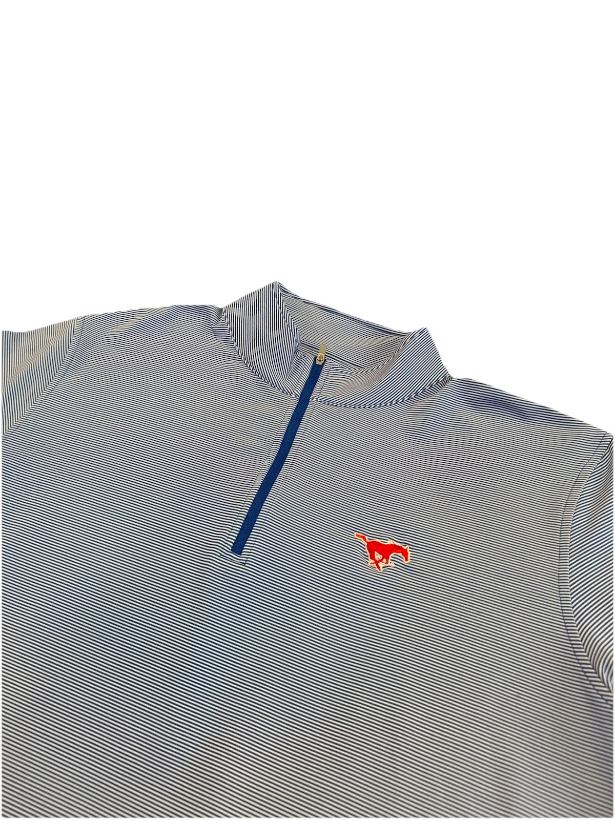 Men’s Peter Millar SMU Stripe Performance Quarter-Zip Blue And White Size Large gallery
