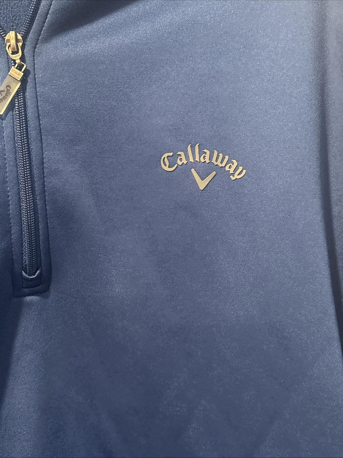 Callaway Golf Jacket Men's Medium Navy Blue Long Sleeve 1/4 Zip Pullover Pockets gallery