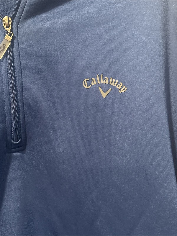 Callaway Golf Jacket Men's Medium Navy Blue Long Sleeve 1/4 Zip Pullover Pockets gallery