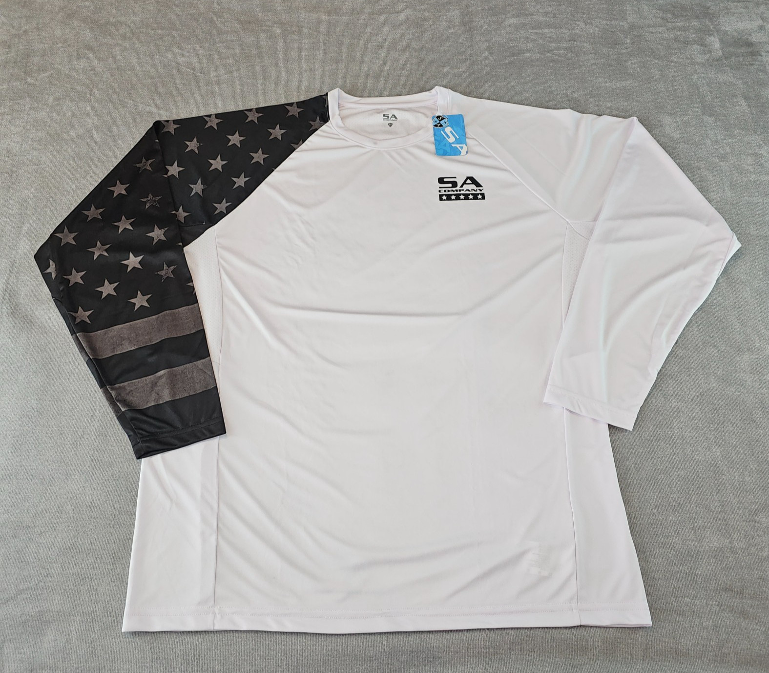Soul of Adventure Mens White L/S Shirt Mesh Fishing USA Flag Arm 3X UPF50 gallery