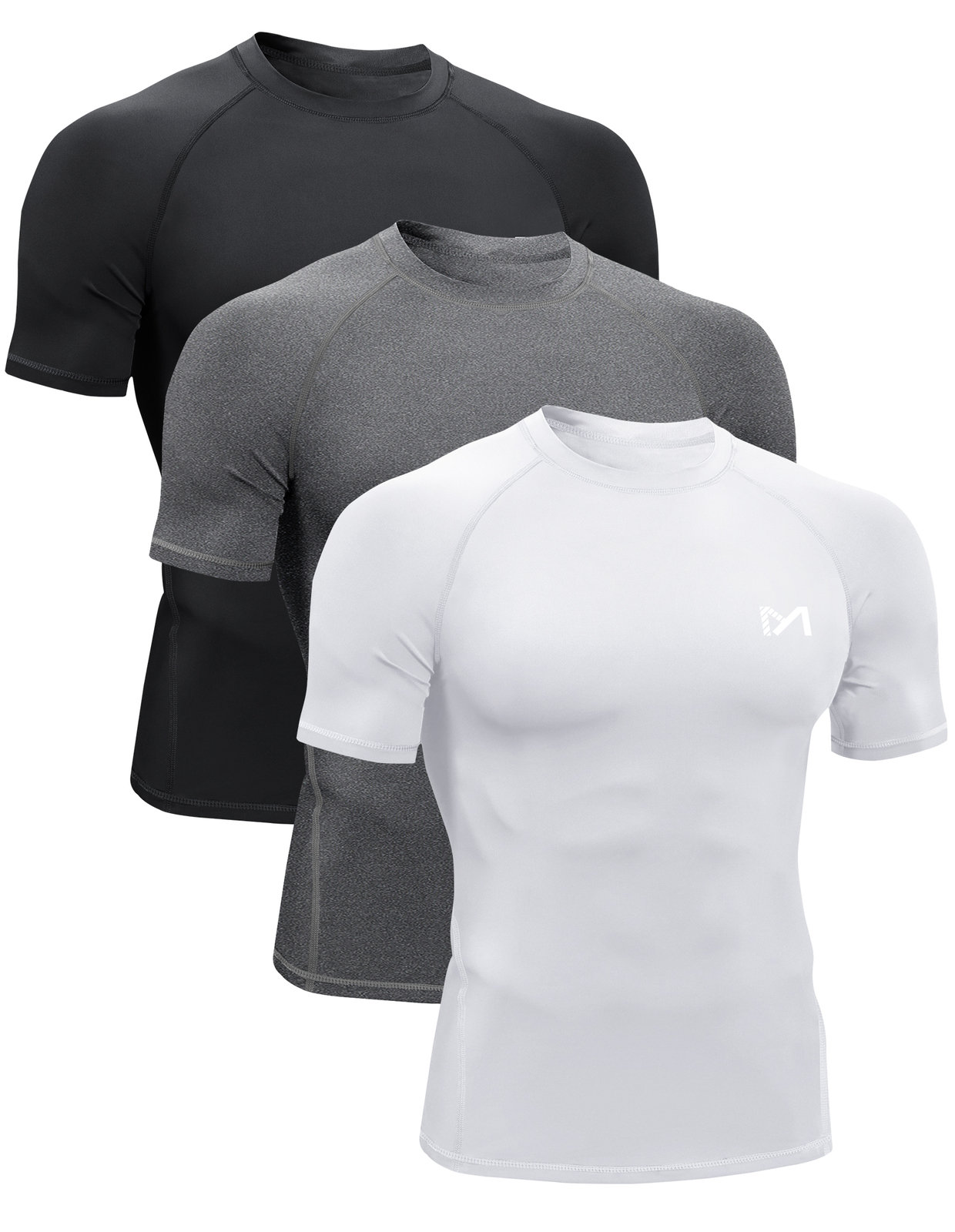 3X MEETYOO Men Compression Shirts Short Sleeve Sport Athletic Workout Base Layer gallery