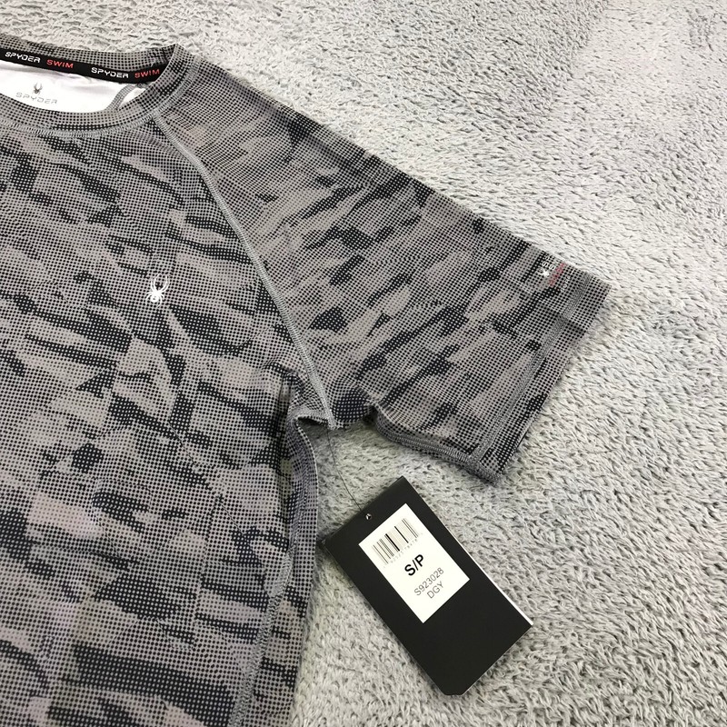 Spyder Shirt Mens Small Swim Rash Guard Shirt Digital Camo UPF 30 Surf Gray Grey gallery