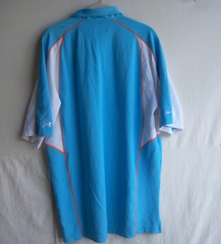 UNDER ARMOUR - Men's Light Blue/White/Orange Polo Style S/S Artesia CC. Lg gallery