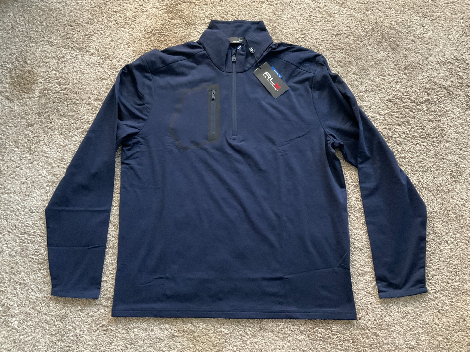 New RLX Ralph Lauren Performance 1/4 Quarter-Zip Golf Pullover Navy Blue Large L gallery