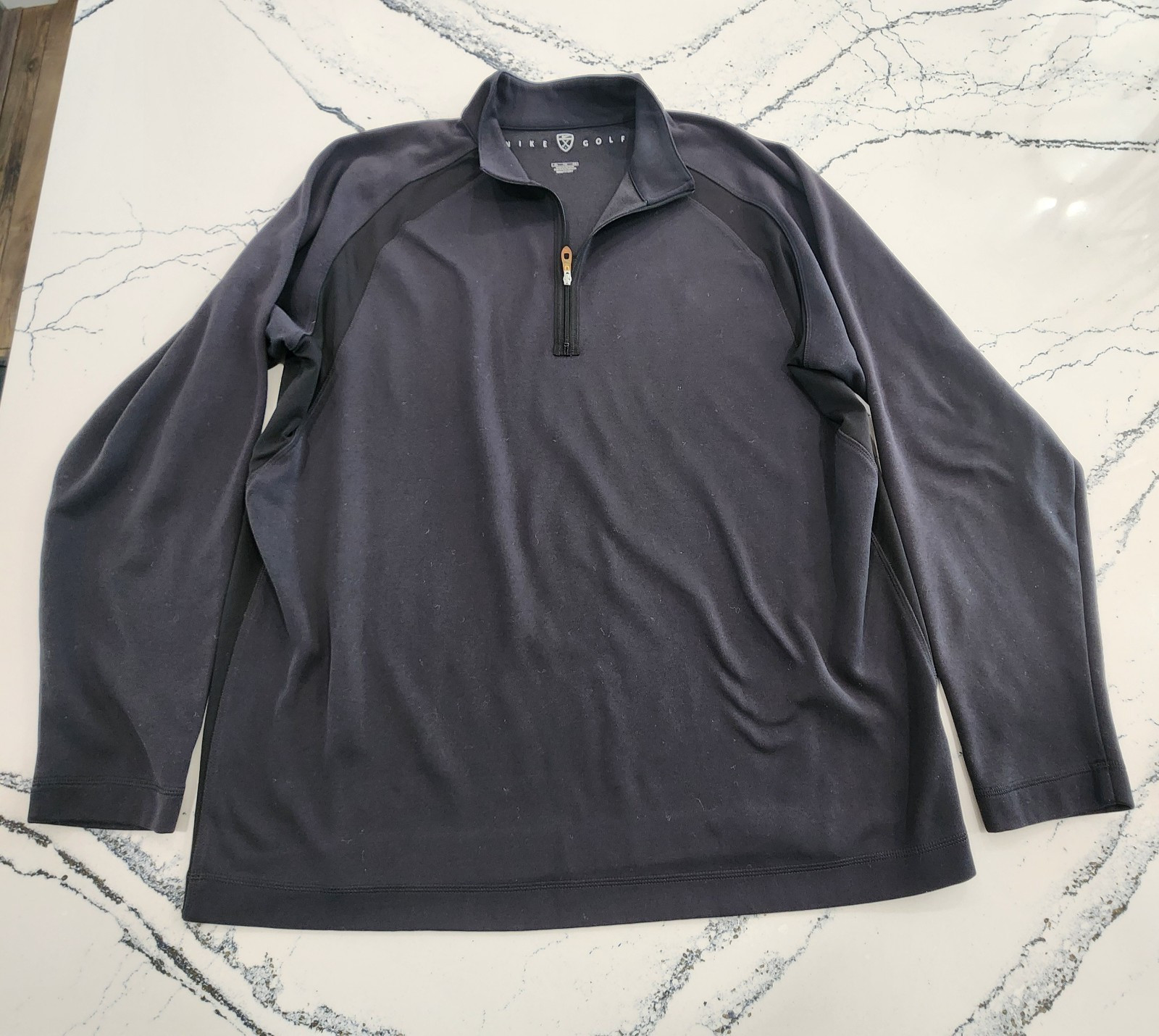 MENS NIKE GOLF LONG SLEEVE PULLOVER TOP SIZE XL Black Two Tone Y2K 1/4 Zip gallery