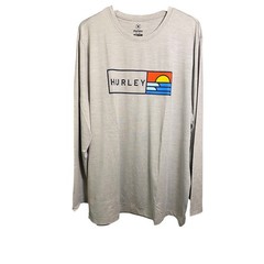 Hurley Mens Long Sleeve UV Tee Heather Grey UPF 50+ Graphic XXL Regular Fit