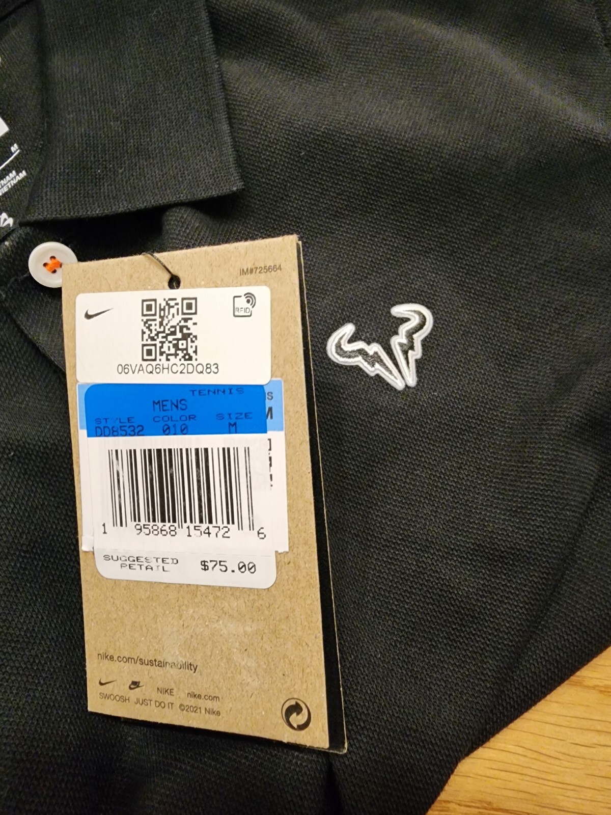 Nike The Nike Polo Rafa Slim Fit Shirt Size Large Mens Black DD8532-010 Nwt gallery