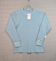 NIKE Life Waffle Knit Shirt Large Mens Light Blue Heavyweight Long Sleeve Top