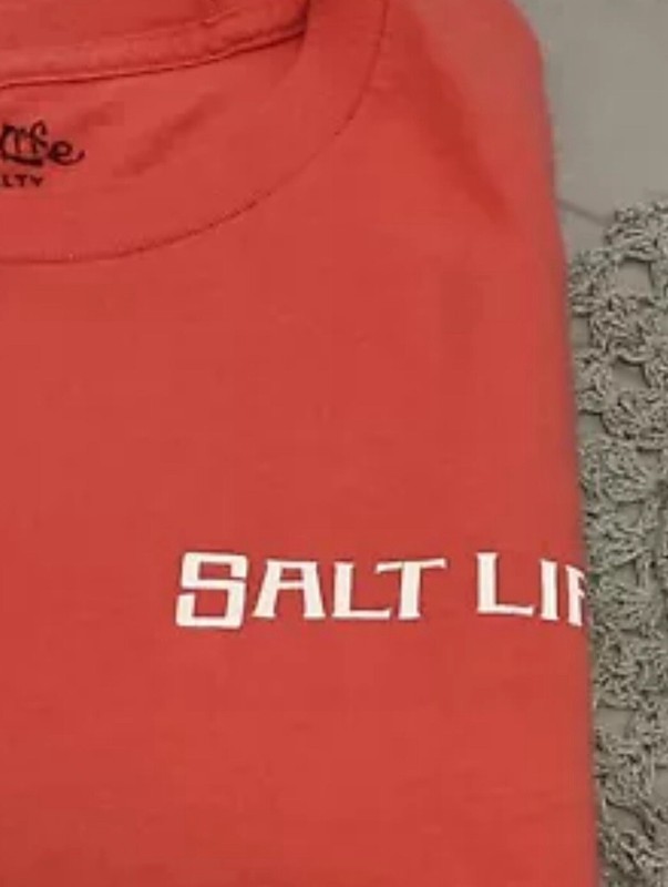 EUC Salt Life Mens Tee Shirt Orange Sz Medium Swordfish Boat Short Sleeves gallery