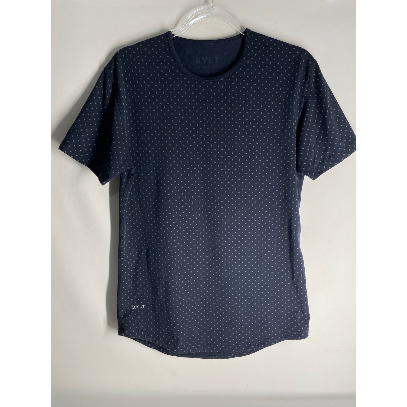 BYLT Drop Cut Short Sleeve T-shirt Black Gray Polka Dot Size Small Men's gallery