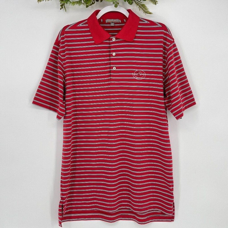 Peter Millar Southern Comfort Polo Mens Medium Striped Golf Humming Bird Preppy gallery