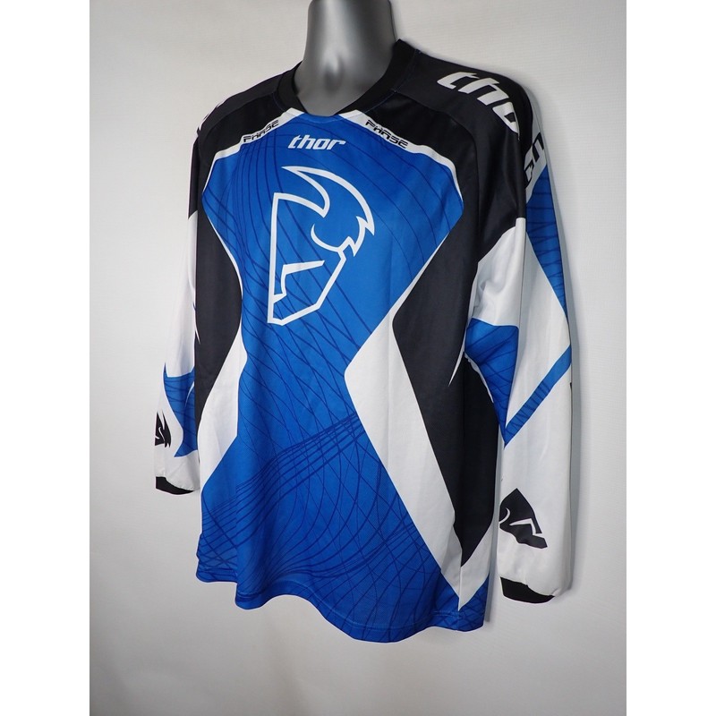 Thor Phase Jersey Shirt Men M Blue Motocross MX Racing Long Sleeve Dirt Bike y2K gallery
