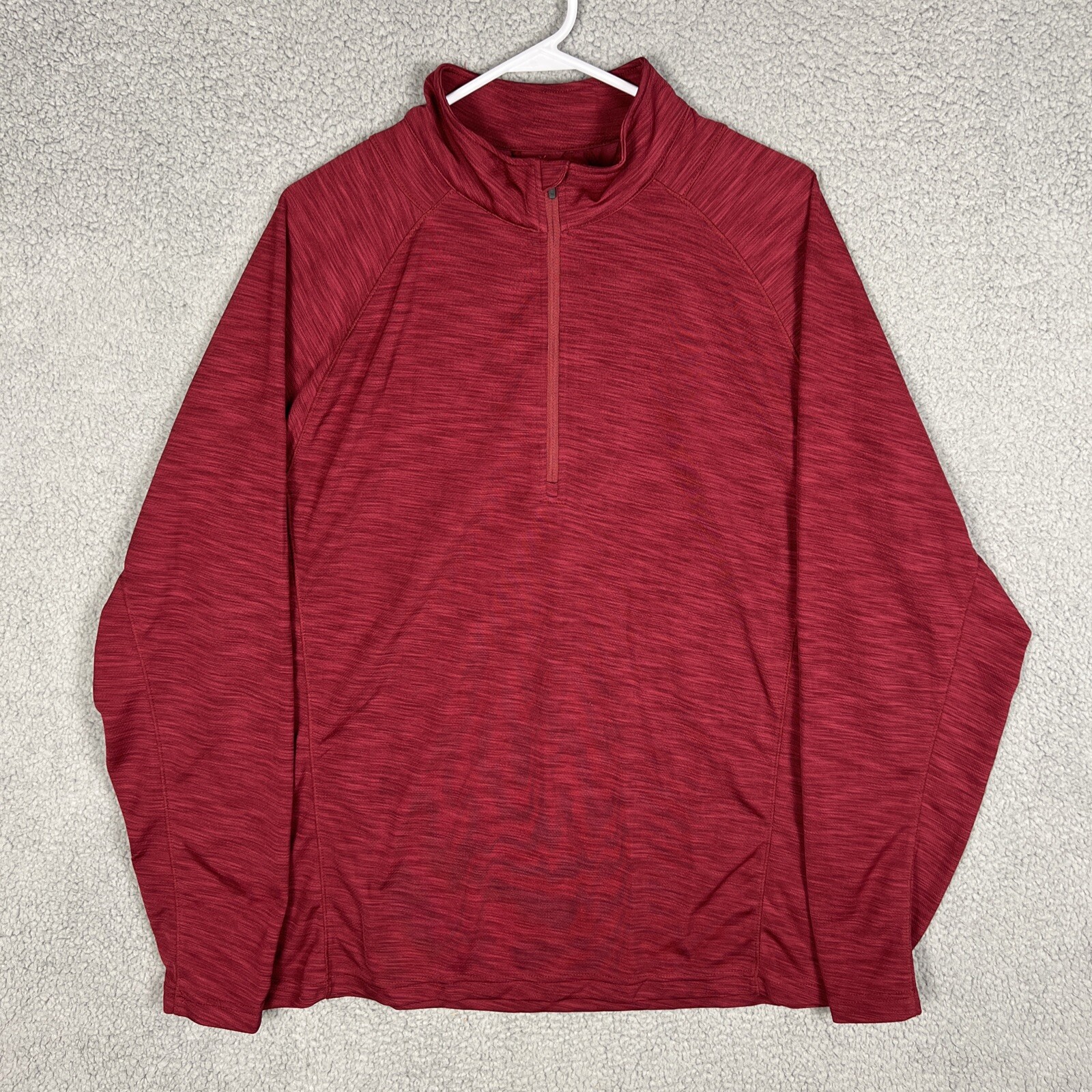 Levelwear Mens XL Golf Long Sleeve 1/4 Zip Pullover Shirt Heather Burgundy Red gallery