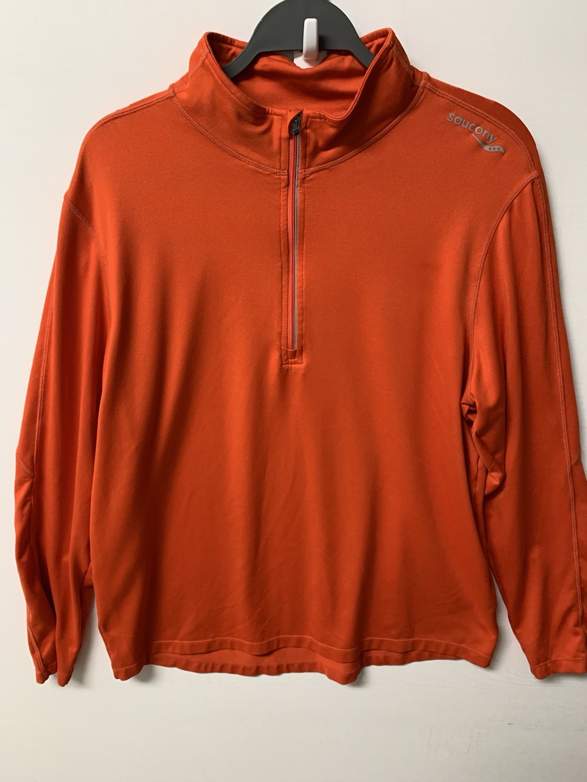 Saucony Men's Orange 1/4 Zip Pullover Mock Neck Long Sleeve Large gallery