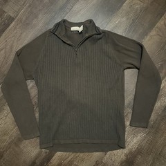 Vintage Y2K DKNY JEANS 1/4 Zip Sweater Men M Dark Brown Ribbed