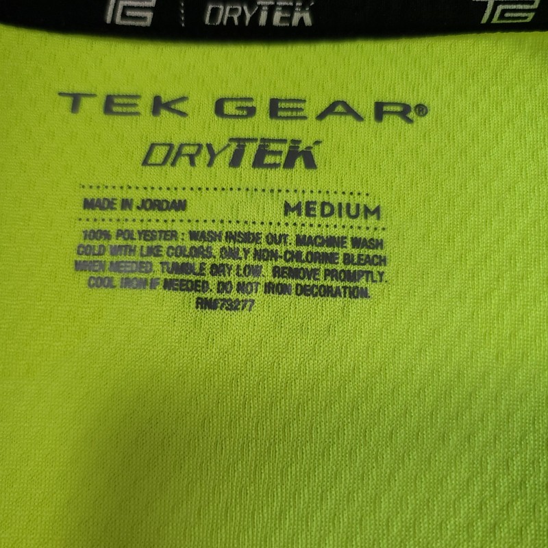 Mens Drytek Tek Gear Long Sleeve Performance Shirt Medium Neon Yellow And Black gallery