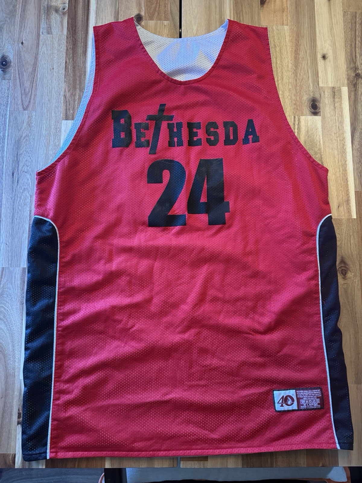 Bethesda Red White Reversible Practice Basketball Jersey #24 XL Extra Large gallery