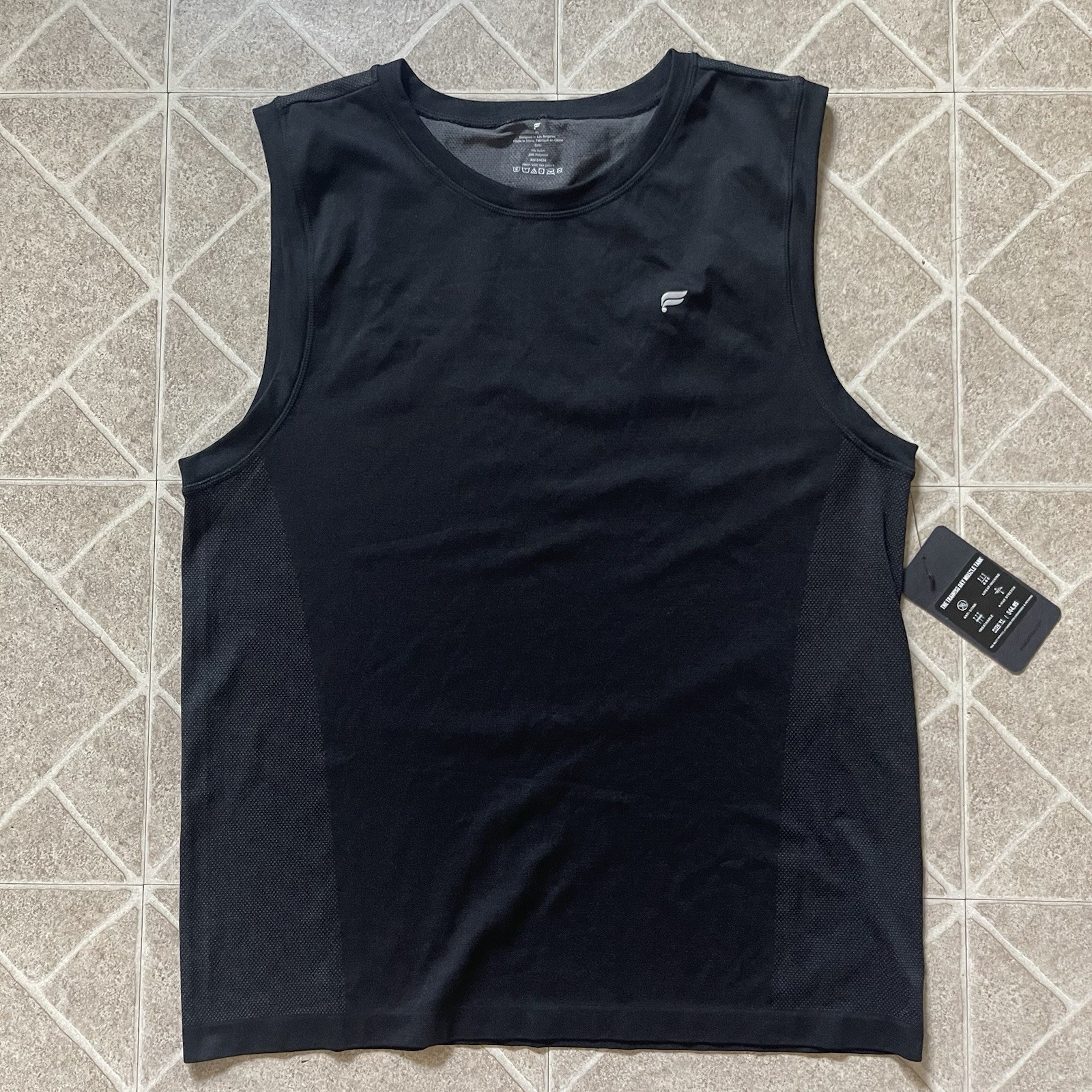 Fabletics Training Day Muscle Tank Mens XL Black Camo Gym Sleeveless Shirt gallery