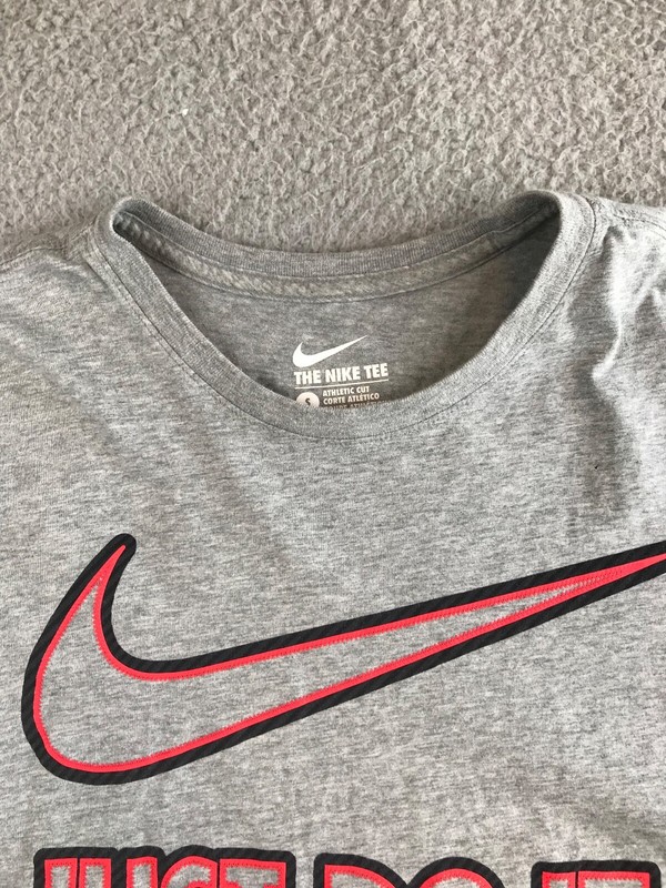 The Nike Tee Shirt Men's Small Gray Short Sleeve Crew Neck Big Logo Swoosh Neon gallery
