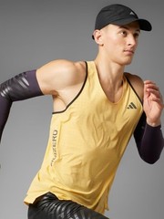 adidas ADIZERO Reflective Yellow Performance Running Singlet Black Trim Small