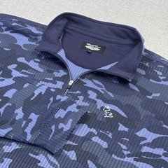 Straight Down Camouflage Golf 1/4 Zip Top Mens 2XL Blue Performance Long Sleeve