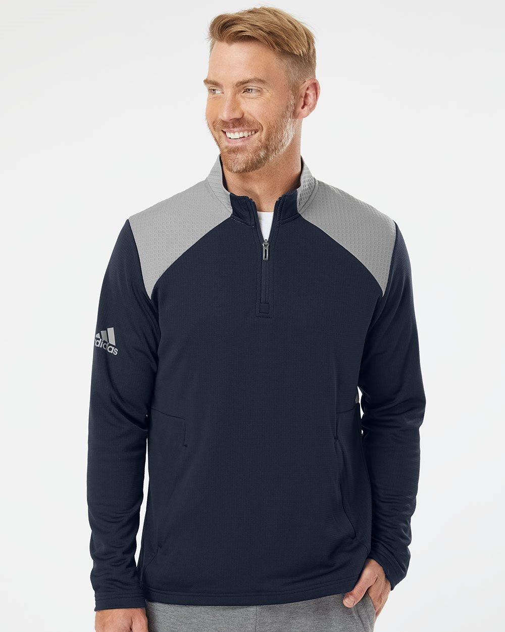 Adidas Textured Mixed Media Quarter-Zip Pullover A532 S-4XL gallery