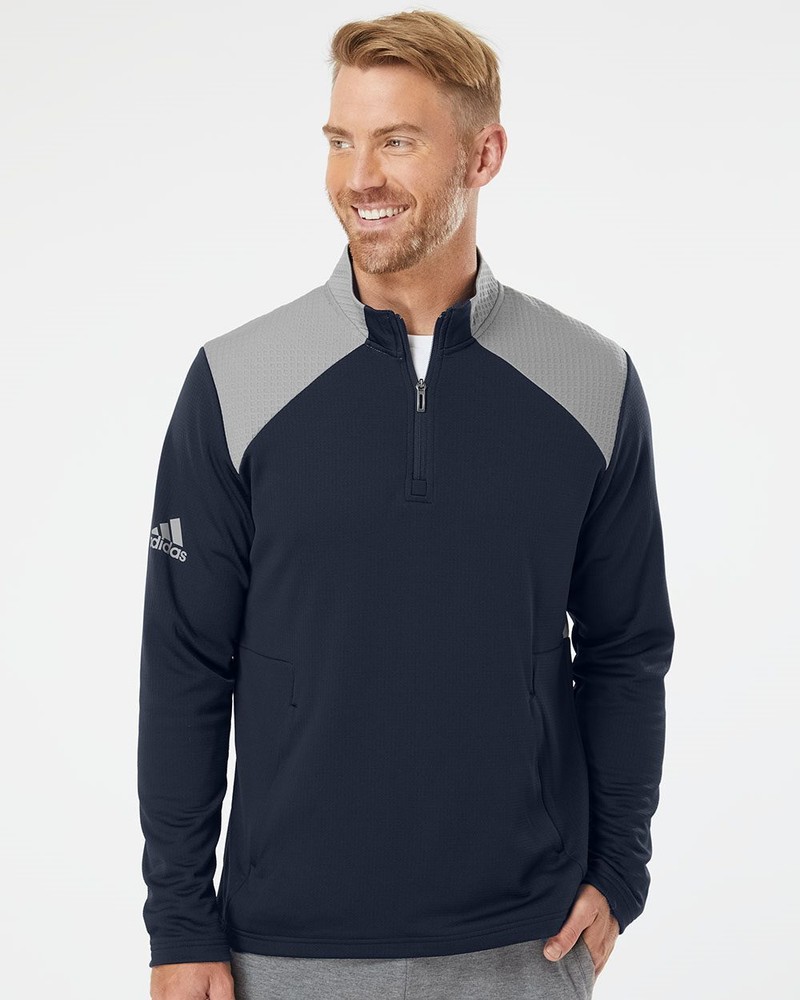 Adidas Textured Mixed Media Quarter-Zip Pullover A532 S-4XL