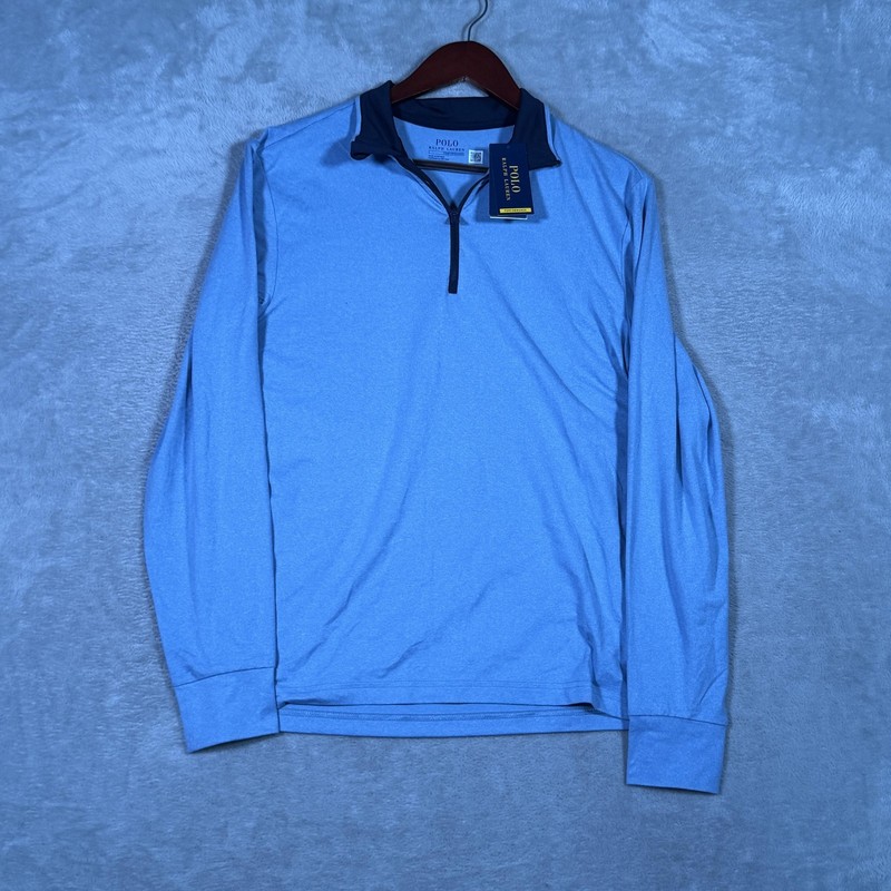 Polo Ralph Lauren Performance Pullover Mens S Blue Heather 1/4 Zip Golf Shirt gallery