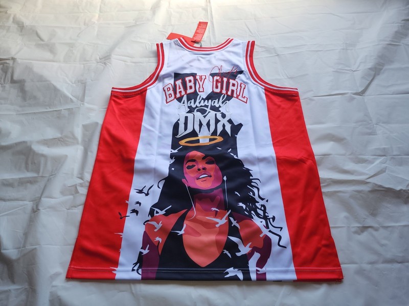 HEADGEAR CLASSICS NOSTALGIA MEN'S AALIYAH X DMX BASEBALL JERSEY RED/WHITE... gallery