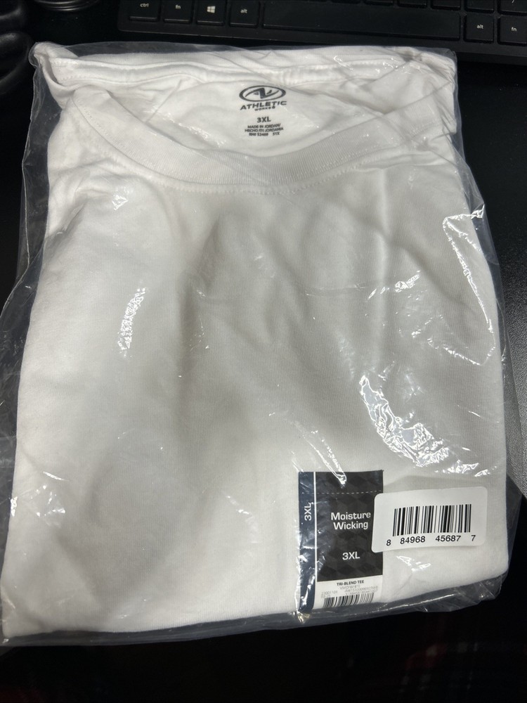 Athletic Works Men's 3XL Moisture Wicking Tee WHITE Tri-Blend T-Shirt