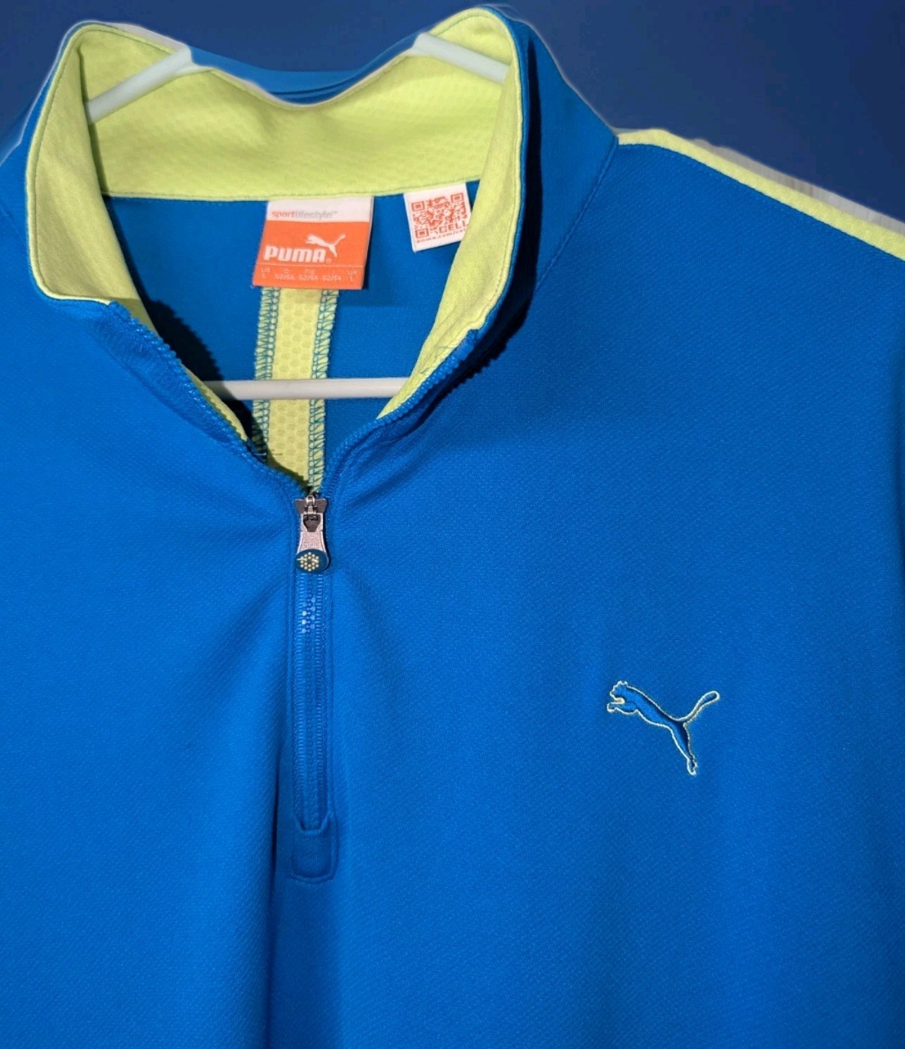 Puma Lifestyle Blue Quarter Zip Track Athletic Top Sports Outerwear Men's L gallery