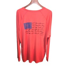Columbia Terminal Tackle PFG Fishing Shirt Mens XL Coral Fish Flag Long Sleeve