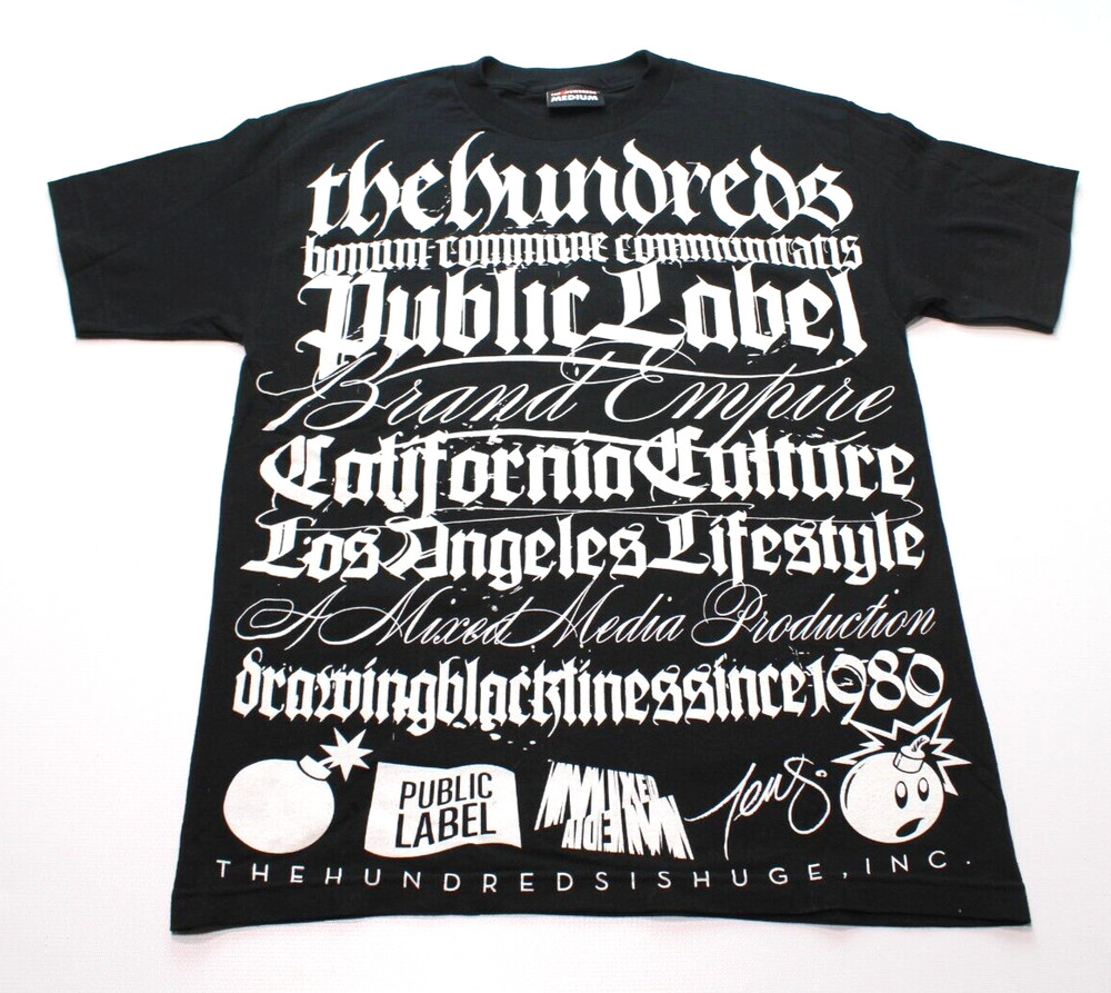 2005 THE HUNDREDS ~NINE~ TEE M fuct/ftp/gothic/font/og/logo/bomb/aop/vtg/grail