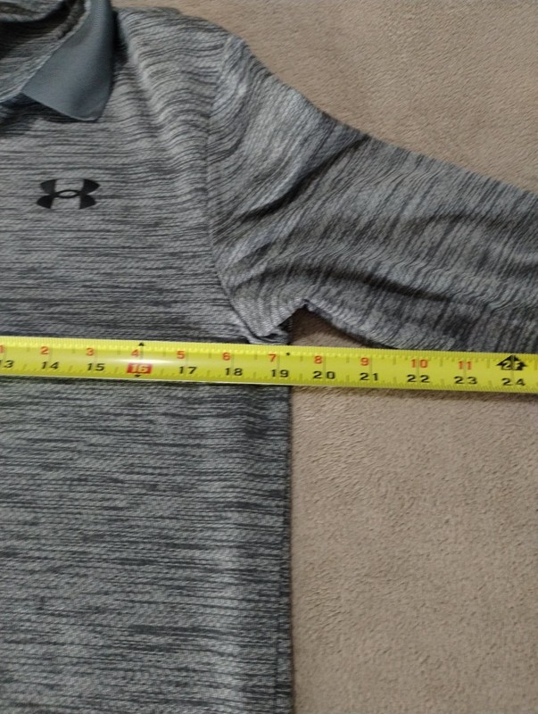 Under Armour Long Sleeve Polo Shirt Mens Small Gray Golf Athletic Performance gallery