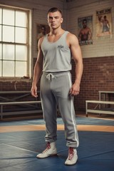 Vtg MacGregor Men’s Gray Tank Top 2X Embroidered Logo 70’s 80’s muscle wrestler