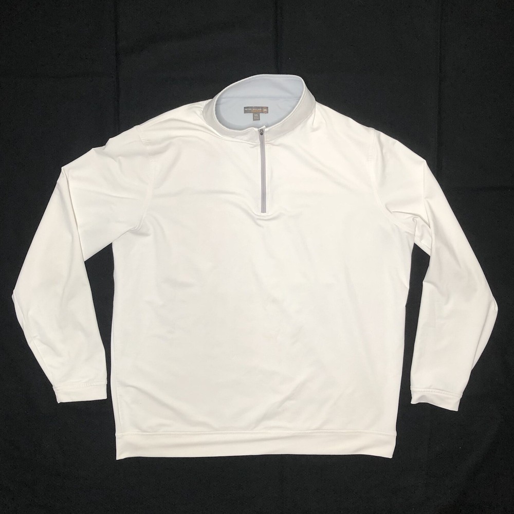 Peter Millar White Perth Stretch Loop Terry Quarter Zip Pullover MC0EK40 XXL 2XL