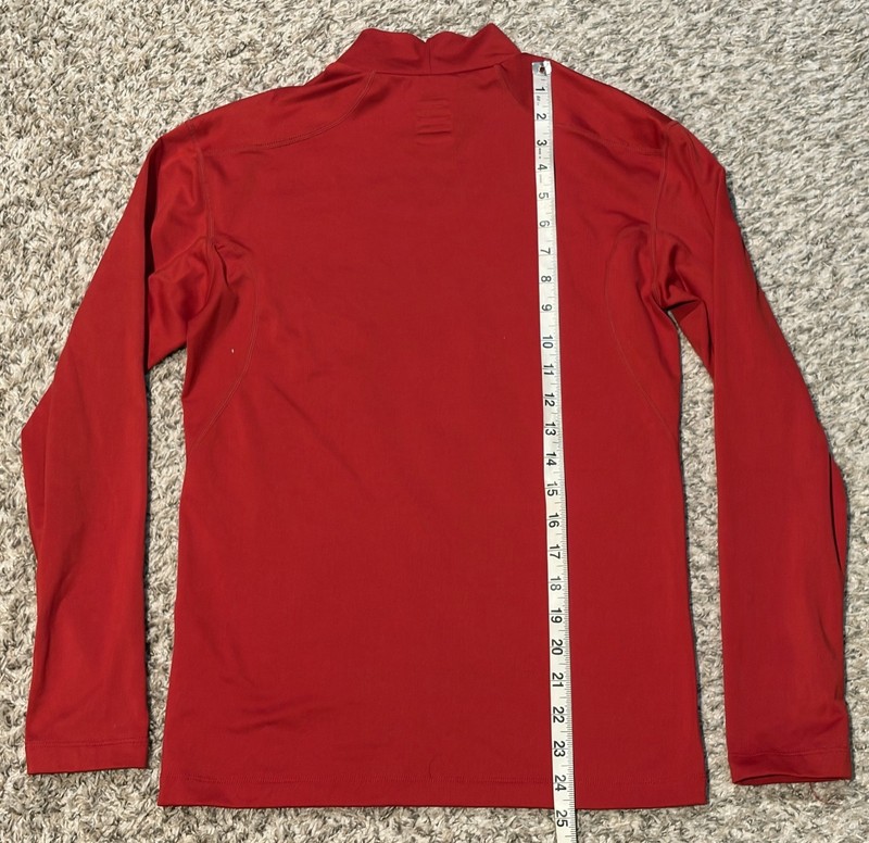 Nike Pro Compression Shirt Mens M Red Mock Neck Swoosh Lined Long Sleeve Gym gallery