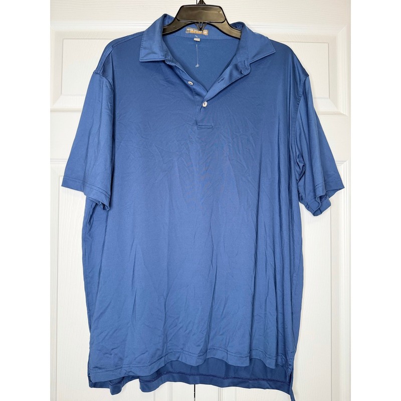 Peter Millar Summer Comfort Performance Men’s Jersey Polo Navy Blue Size L gallery